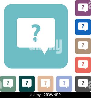 Rounded square help chat bubble solid white flat icons on color rounded square backgrounds Stock Vector