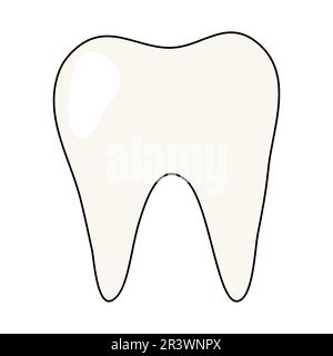 Simple tooth flat icon, doodle style flat vector outline illustration ...