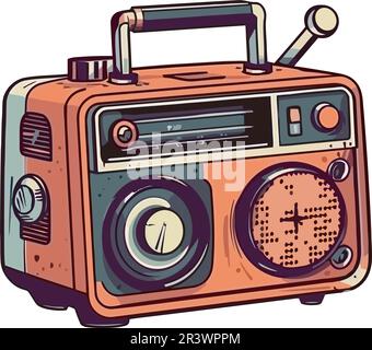 old fashioned boom box an analog audio Stock Vector