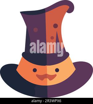 Cute witch in purple costume celebrates Halloween Stock Vector