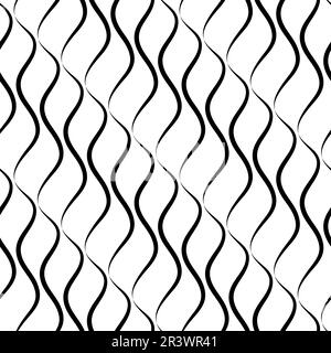Line seamless pattern. Repeating black waves on white background for design prints. Curves lattice. Repeated monochrome motive. Repeat curved pattern Stock Vector