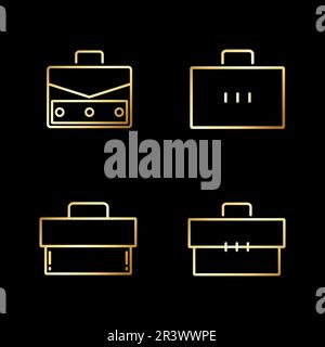 Golden Briefcase Icon Vector Illustration Stock Vector