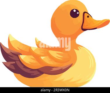 Cute duckling with yellow feathers Stock Vector