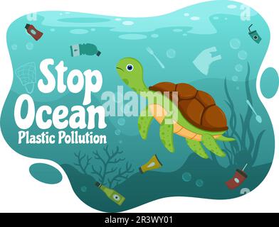 Poster design with dolphin and trash in the ocean illustration Stock ...