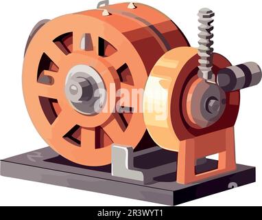 Heavy machinery turning steel wheels in factory Stock Vector