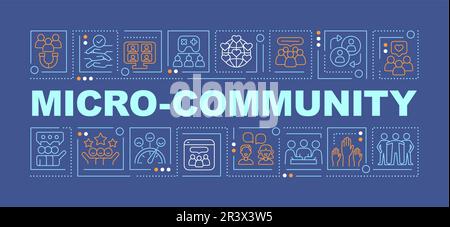 Micro community word concepts dark blue banner Stock Vector