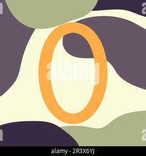 Hand drawn background with number zero and abstract shapes. Vector illustration Stock Vector