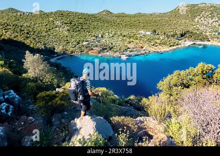 Beautiful Limangazi Bay on the Lycian Way, Kaş, Turkey Stock Photo