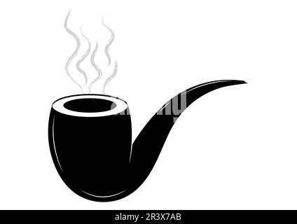 Black and White Vintage Tobacco Pipe Silhouette Stock Vector