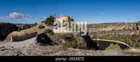 Romanesque hermitage of San Frutos, Las Hoces del Río Duratón Natural Park, Segovia province, Spain. Stock Photo