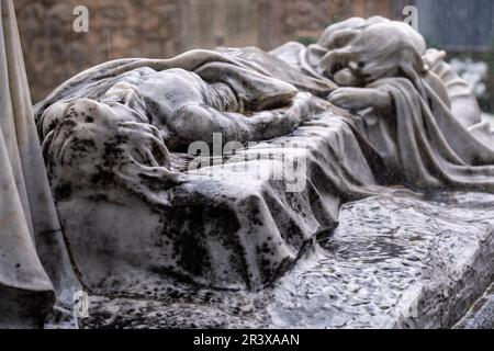 Mary Magdalene weeping for the body of Christ, Soller cemetery, Mallorca, Balearic Islands, Spain. Stock Photo