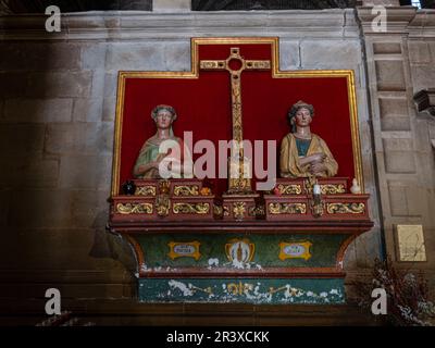 busto relicario de Santa Justa y Santa Rufina, siglo XVI, iglesia de Santa María de la Asunción, Navarrete, La Rioja, Spain. Stock Photo