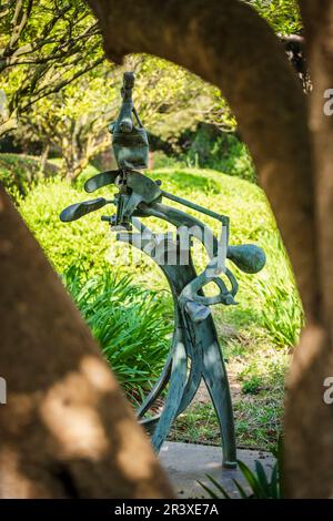 Joan Miró (Spanish, 18931983), Femme et oiseaux ,1972, lost wax cast bronze, Marivent garden, Palma, Majorca. Stock Photo