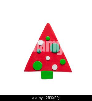 Christmas tree made of clay isolated on white background Stock Photo