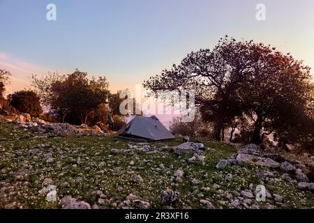 Camping at the Belos ruins on the Lycian Way, Demre, Turkey Stock Photo