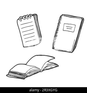 Hand drawing books or notebooks pencil and pen Vector Image