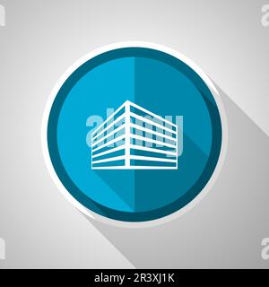Modern design office building symbol, flat design vector blue icon with long shadow Stock Vector
