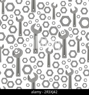 Vector adjustable wrench glyph icon, tool and repair, monkey wrench sign. Seamless Pattern. Stock Vector