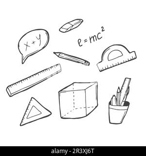 Mathematics Doodle Line Art Illustration. Hand Drawn Vector Clip Art. Stock Vector