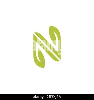 N Nature logo Simple combination letter N + leaf Stock Vector