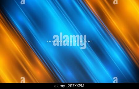 Orange and blue abstract background with glowing stripes lines. Vector illustration Stock Vector