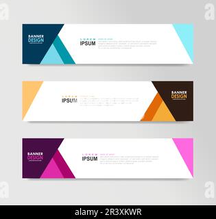 Templates of horizontal web banner website header SEO ads flyer invitation card Place for a photo Stock Vector