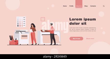 Print house workers using computers Stock Vector
