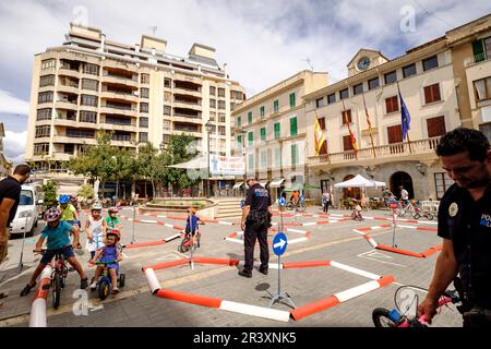 parque infantil de transito frente el ayuntamiento, inca, Mallorca, balearic islands, spain, europe. Stock Photo
