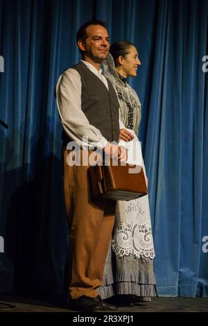 muestra de indumentaria tradicional mallorquina de los siglos XVII a XX, teatro Mar i Terra, Palma, Mallorca, islas baleares, Spain. Stock Photo