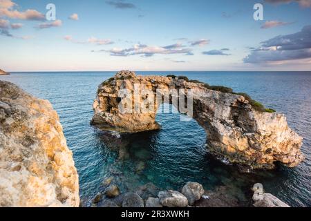 arco natural de roca Es Pontas,Santanyí,islas baleares, Spain. Stock Photo