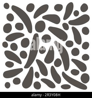 Groovy polka dot square banner Abstract retro art aesthetic 70s style. Trendy 1960s color silhouette groovy background. Cute vintage design in black Stock Vector