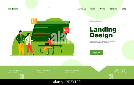 Programmers coding new program Stock Vector
