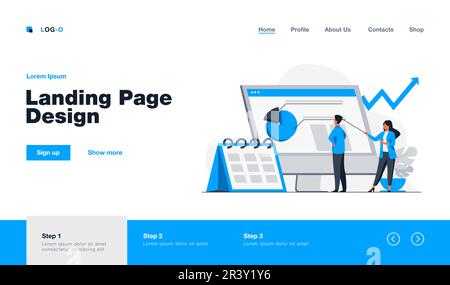 Young tiny analysts preparing monthly report Stock Vector