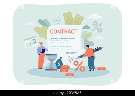 Tiny people signing giant contract with electronic signature Stock ...