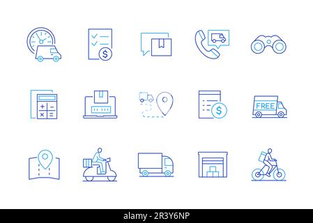 Delivery and logistics - set of modern line design style icons Stock Vector