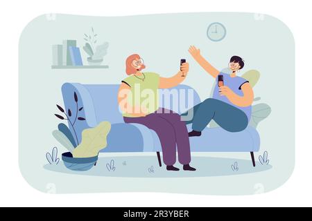 Female friends drinking wine together at home Stock Vector