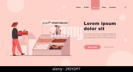 Happy farmers selling fresh vegetables Stock Vector Image & Art - Alamy