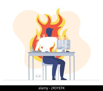 Employee burnout vector. Stress at work illustration. Signs of job and ...