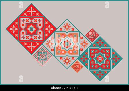 Morocco tiles background textures. Decorative colored ceramic tile. Colorful design. Set of seamless vector patterns. Stock Vector
