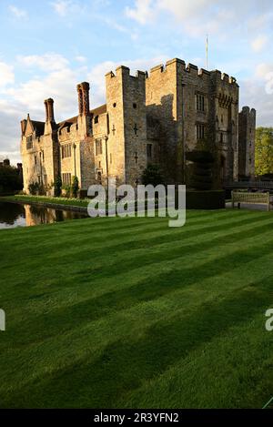 Evening sunlight on Hever Castle, the childhood home of Anne Boleyn. Stock Photo