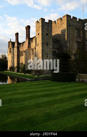 Evening sunlight on Hever Castle, the childhood home of Anne Boleyn. Stock Photo