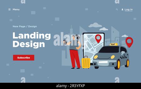 Person ordering cab to airport online Stock Vector