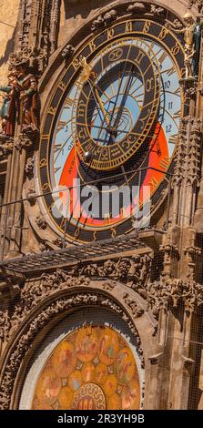 PRAGUE, CZECH REPUBLIC - Astronomical Clock at Old Town Hall. Horologe. Prague Orloj. Stock Photo
