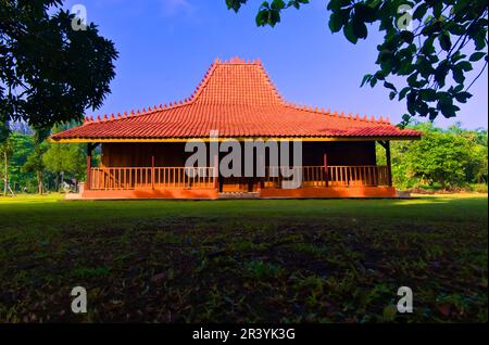 Javanese traditional houses, Indonesian traditional houses are often called joglo houses, wooden architecture Stock Photo