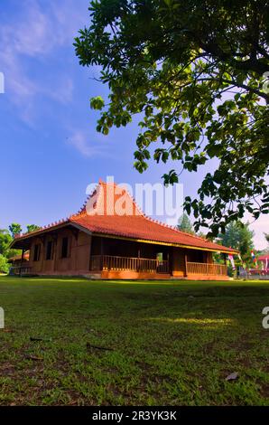 Javanese traditional houses, Indonesian traditional houses are often called joglo houses, wooden architecture Stock Photo