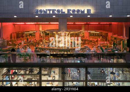 Control Room B, a bar and restaurant in the redeveloped Battersea Power Station, Londson, UK. The 1933 art deco powerstation has been redeveloped into Stock Photo