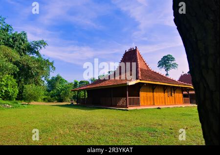 Javanese traditional houses, Indonesian traditional houses are often called joglo houses, wooden architecture Stock Photo