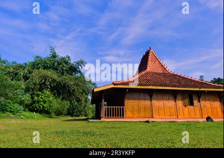 Javanese traditional houses, Indonesian traditional houses are often called joglo houses, wooden architecture Stock Photo