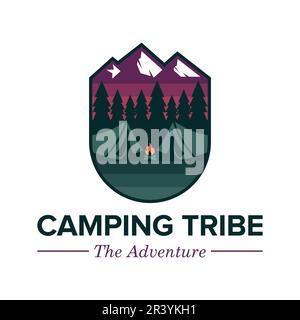 Unique adventure camping tribe badge design vector illustration Stock Vector