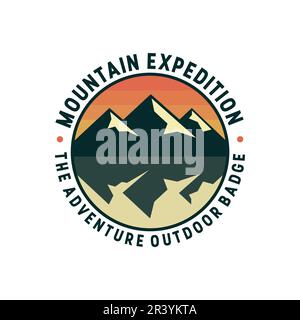 Attractive adventure mountain outdoor badge logo design vector illustration Stock Vector